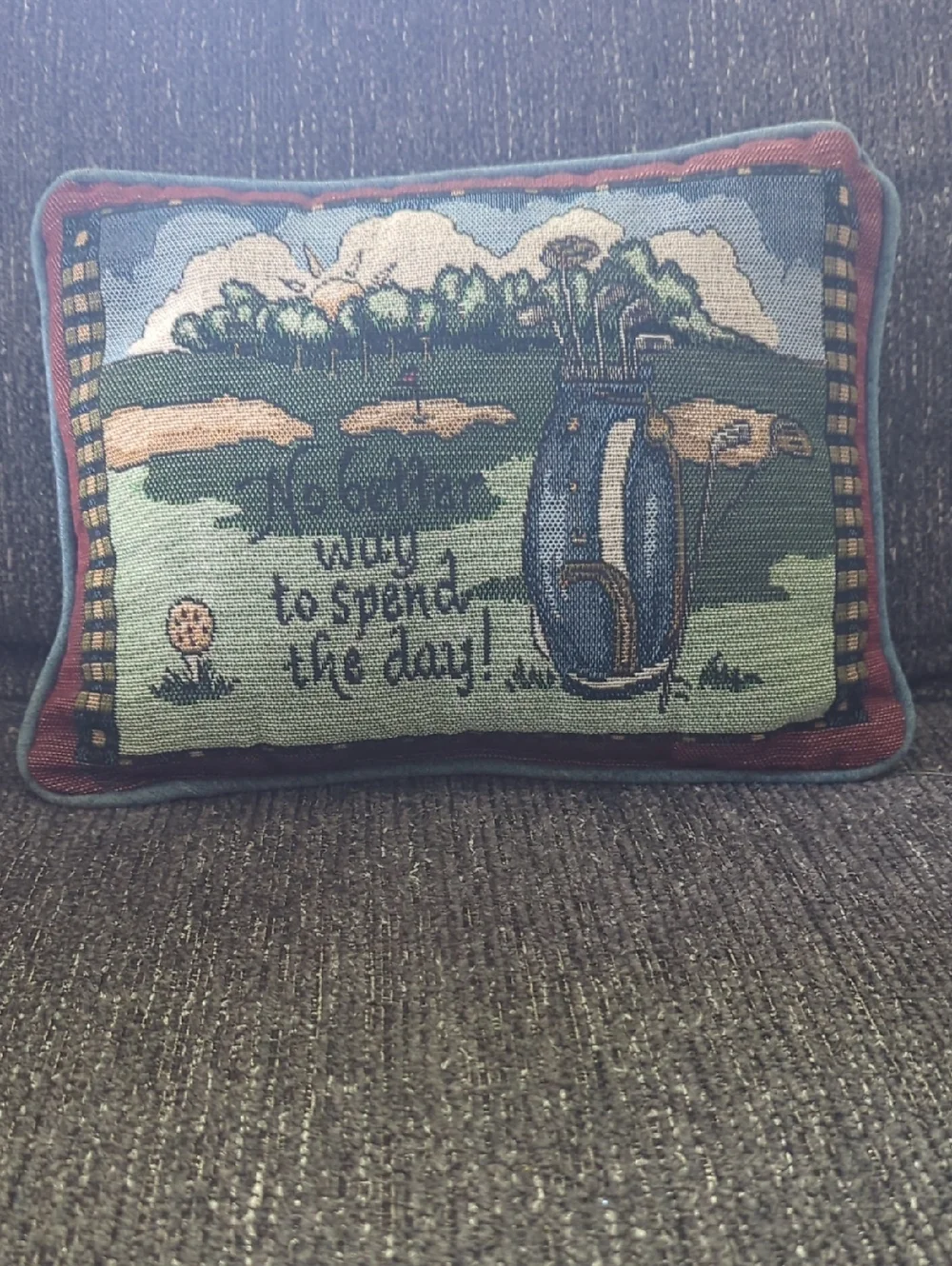 Decorative Golf-Themed Accent Pillow - Blue & Green